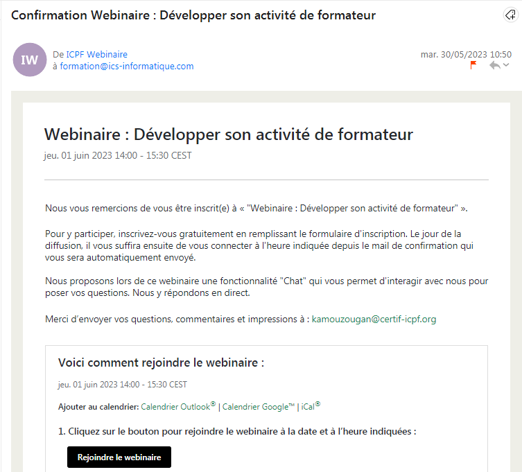 Webinaire sur le développement de l'activité de formateur